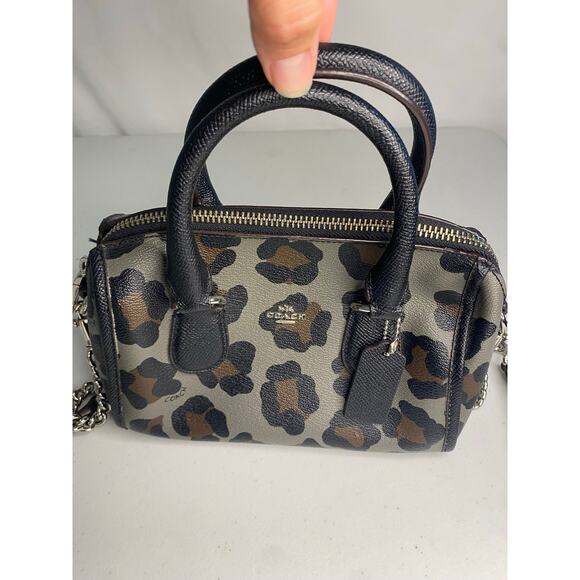 Coach Mini Bennett Satchel Ocelot Print Crossbody Handbag Grey Classic Small - Picture 6 of 16